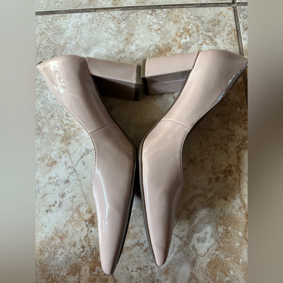 Marc Fisher minimalist Pointed Block Heel Pumps - Nude Pink - Picture 3 of 5
